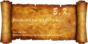 Boskovits Klára névjegykártya
