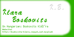 klara boskovits business card